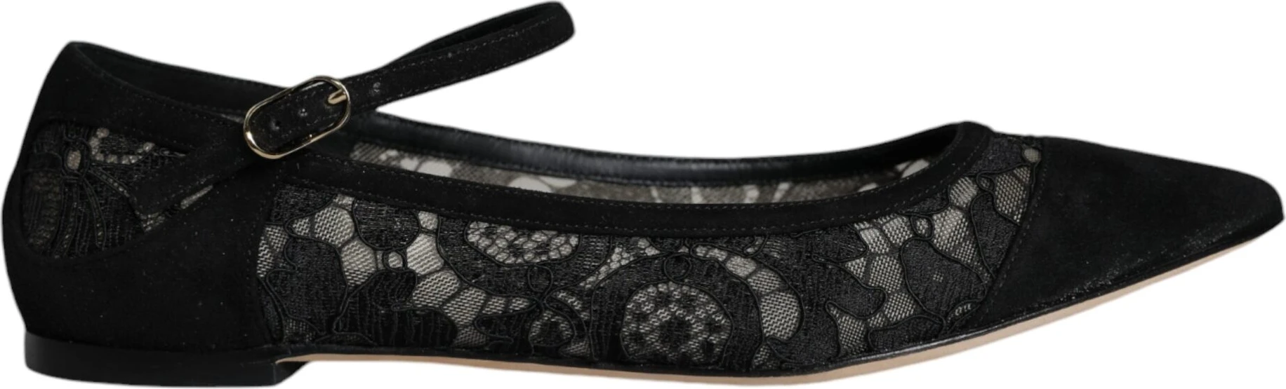 Туфли без каблука Dolce & Gabbana, черные, кружевные Taormina Bellucci