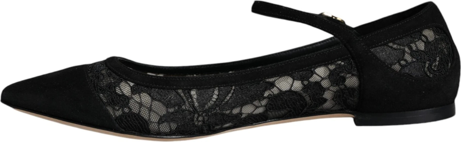 Туфли без каблука Dolce & Gabbana, черные, кружевные Taormina Bellucci