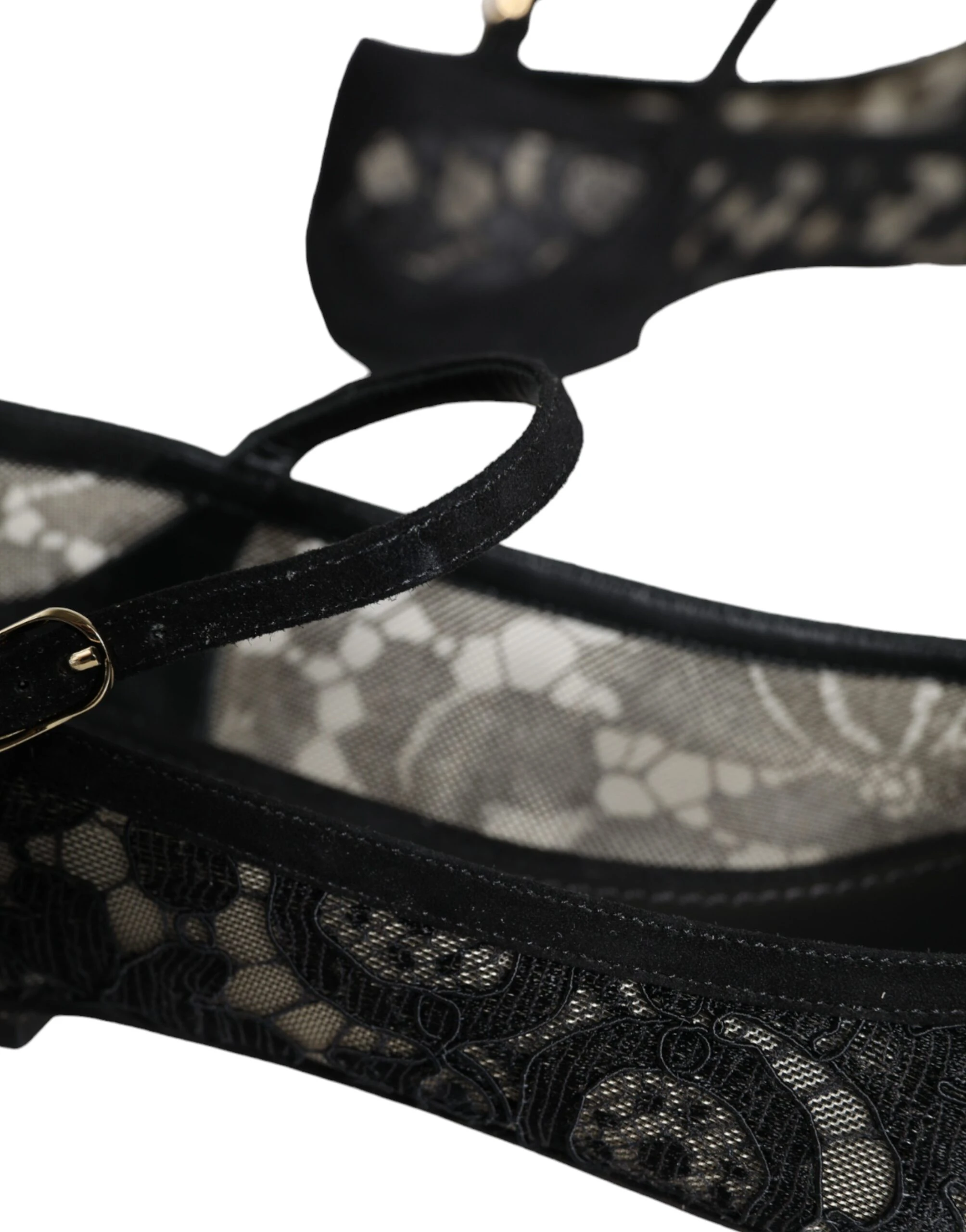 Туфли без каблука Dolce & Gabbana, черные, кружевные Taormina Bellucci