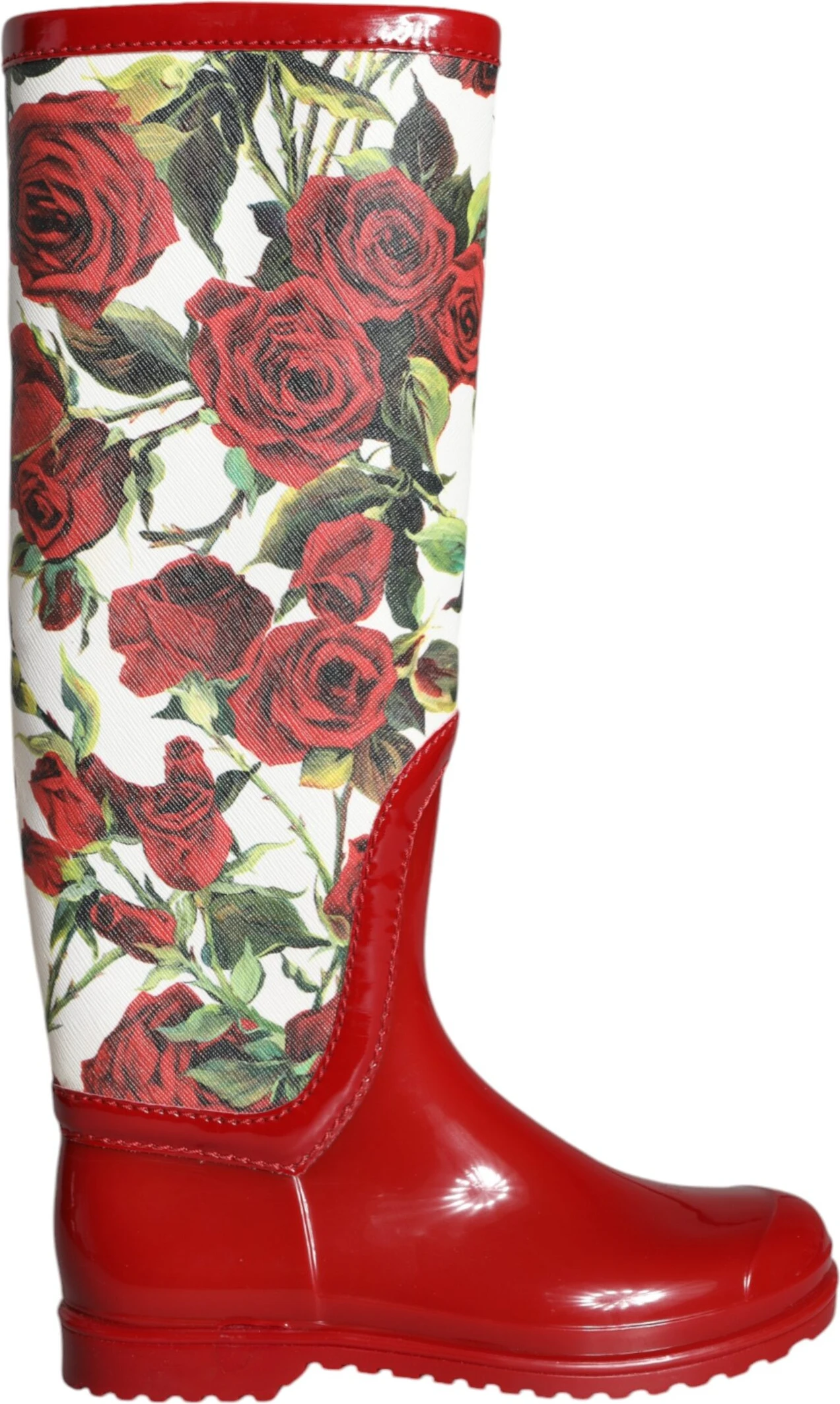 Красные резиновые сапоги до колена с цветочным принтом Dolce & Gabbana