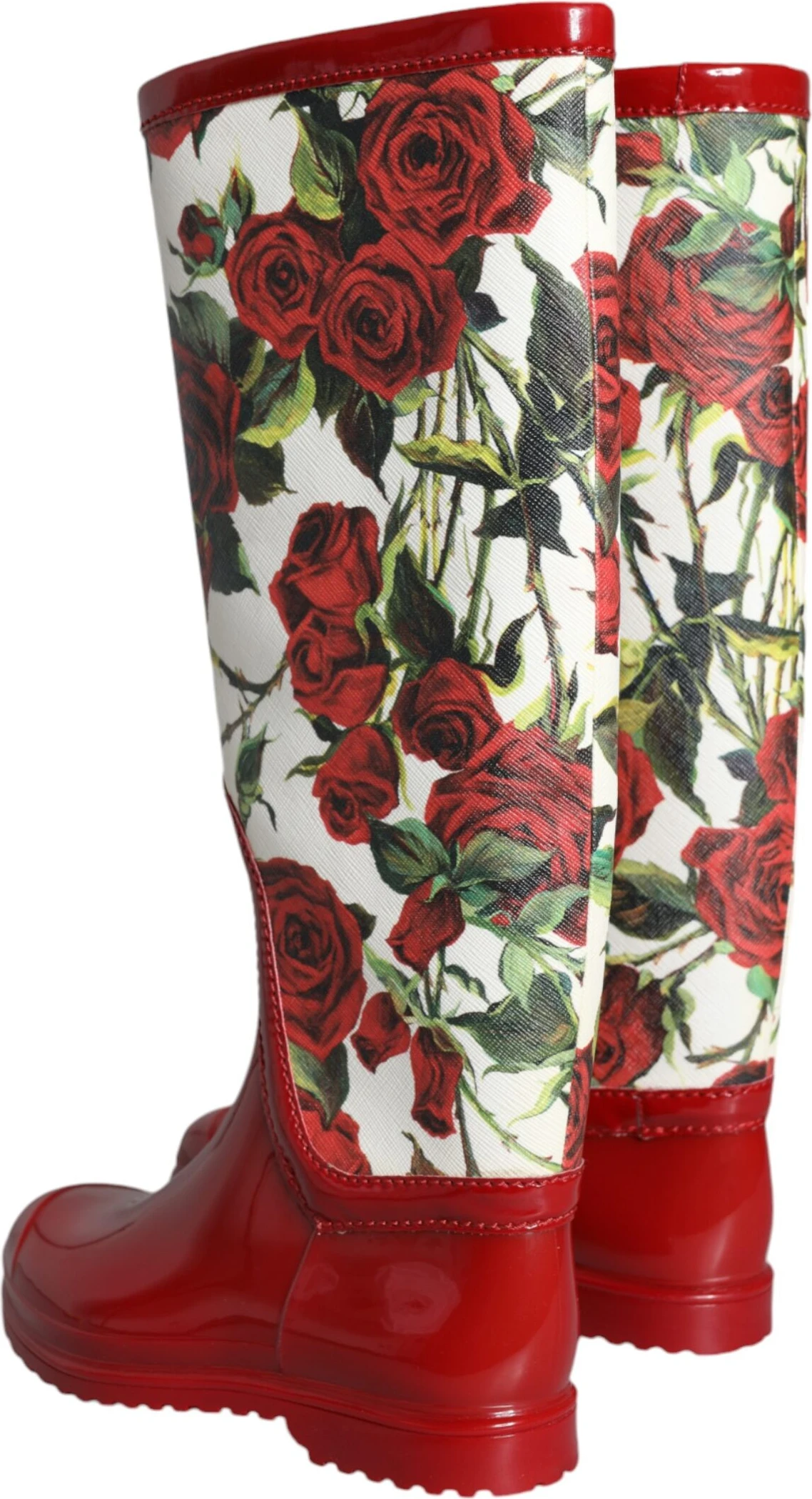 Красные резиновые сапоги до колена с цветочным принтом Dolce & Gabbana