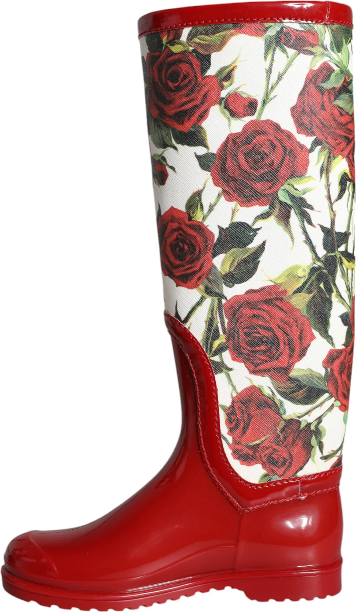 Красные резиновые сапоги до колена с цветочным принтом Dolce & Gabbana