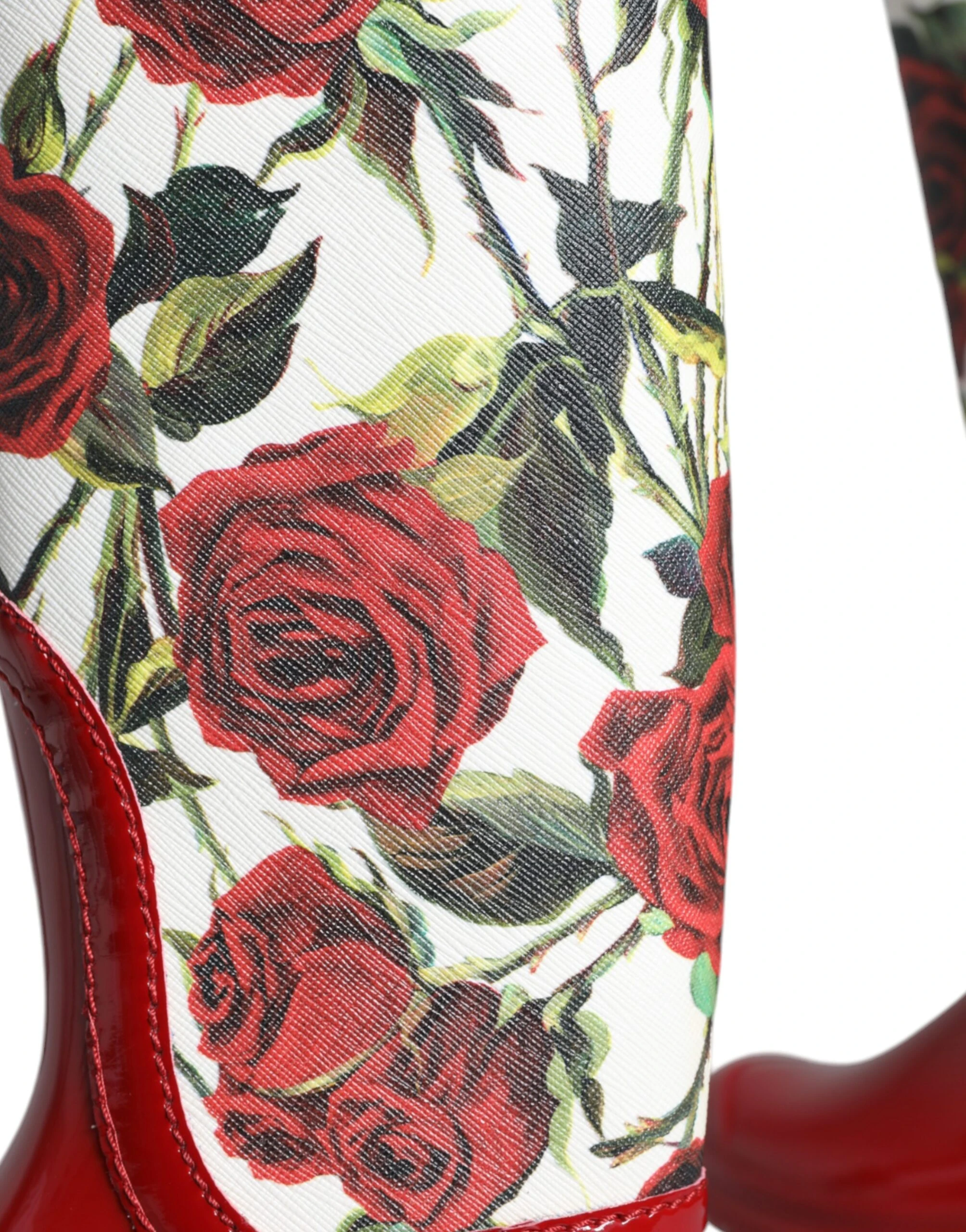 Красные резиновые сапоги до колена с цветочным принтом Dolce & Gabbana