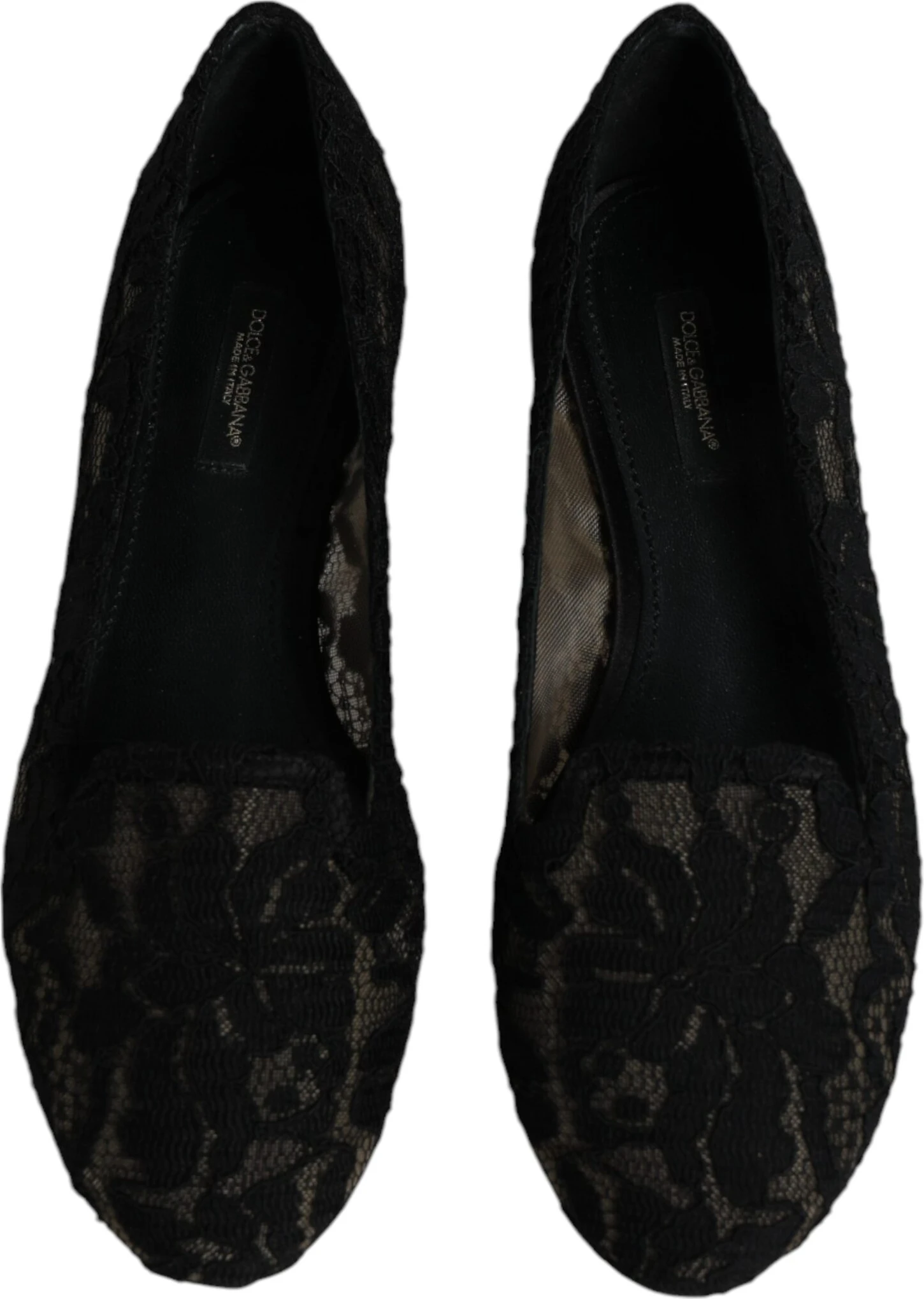 Черные туфли-слипоны Dolce & Gabbana с кружевом Taormina
