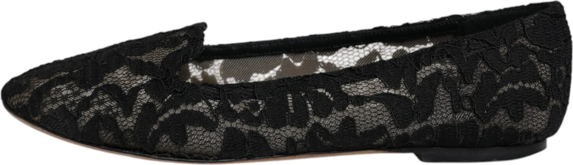 Черные туфли-слипоны Dolce & Gabbana с кружевом Taormina