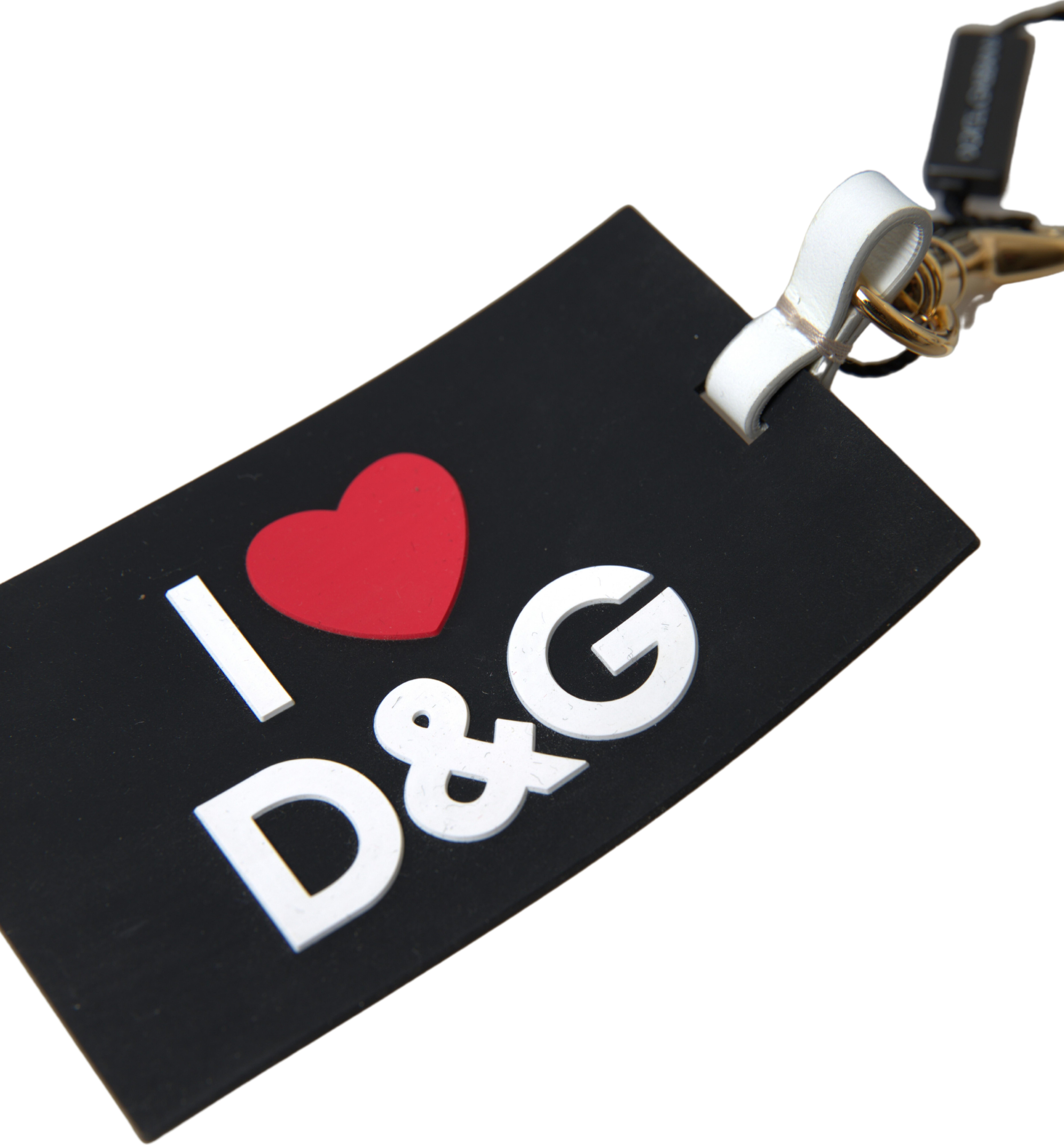 Брелок Dolce & Gabbana Черный Силикон Логотип DG Золотая Латунь