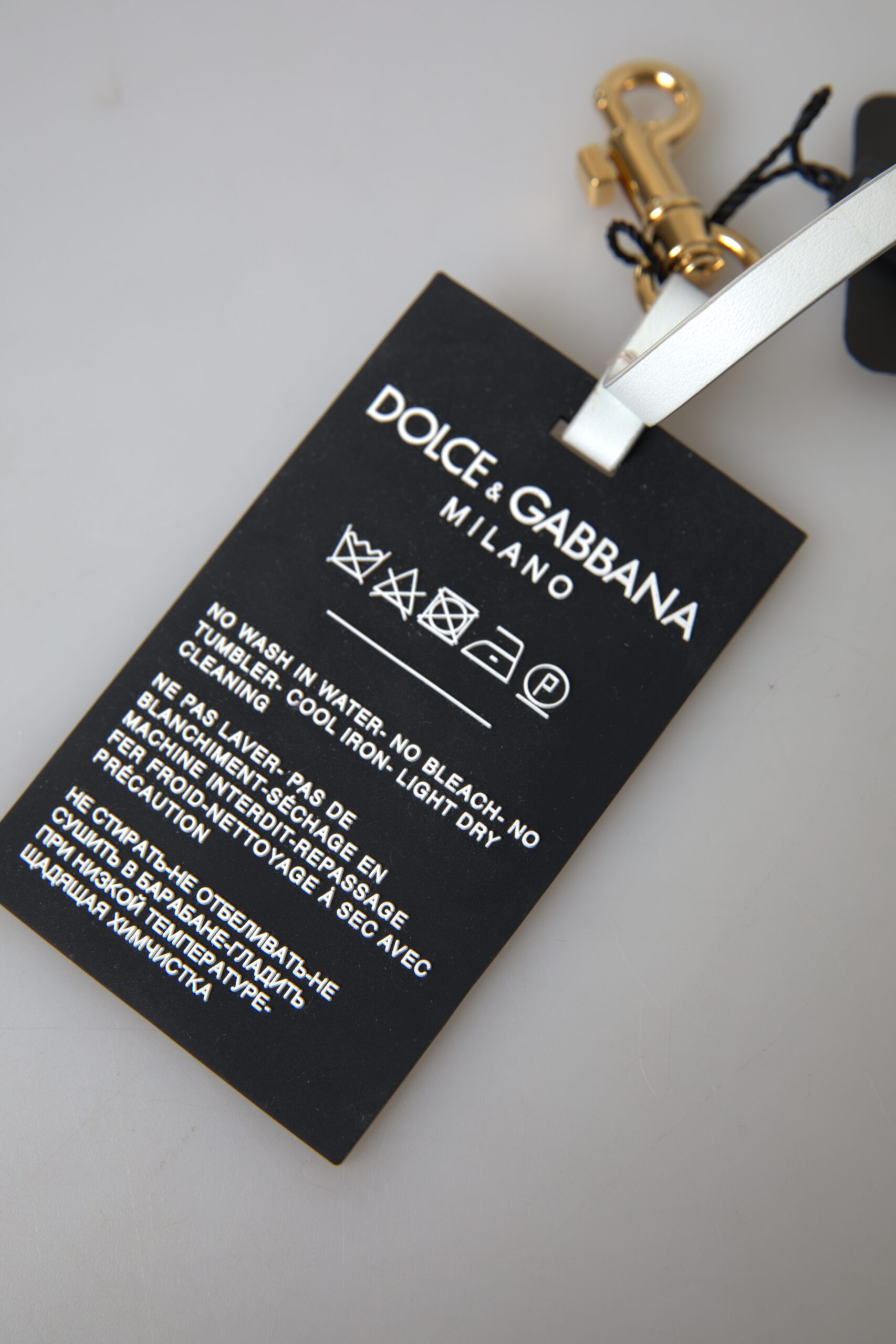 Брелок Dolce & Gabbana Черный Силикон Логотип DG Золотая Латунь