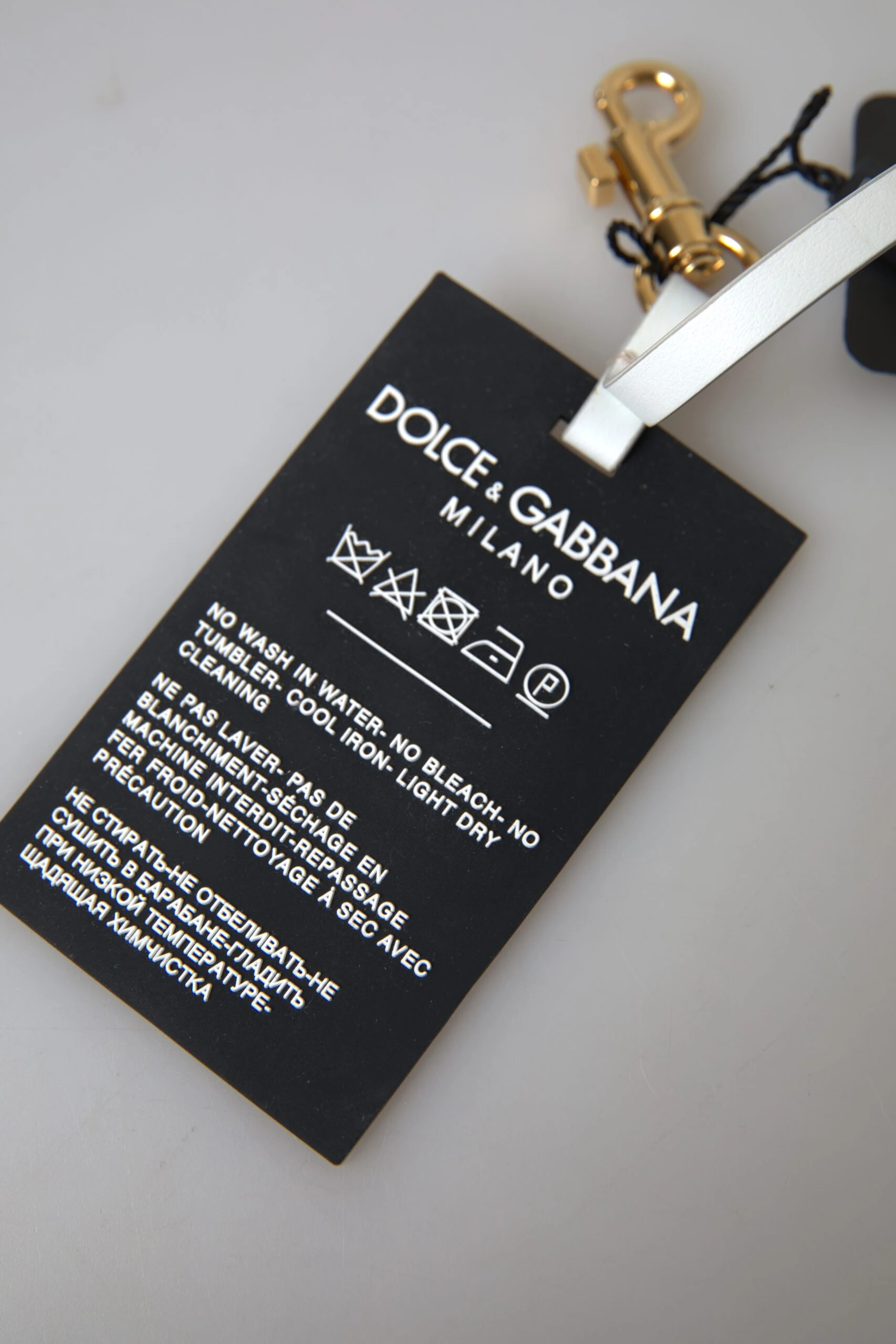 Брелок Dolce & Gabbana Черный Силикон Логотип DG Золотая Латунь