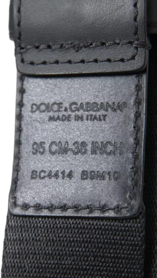 Ремень Dolce & Gabbana Черно-зеленый Логотип Серебряная Металлическая Пряжка Ремень