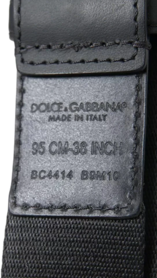 Ремень Dolce & Gabbana Черно-зеленый Логотип Серебряная Металлическая Пряжка Ремень