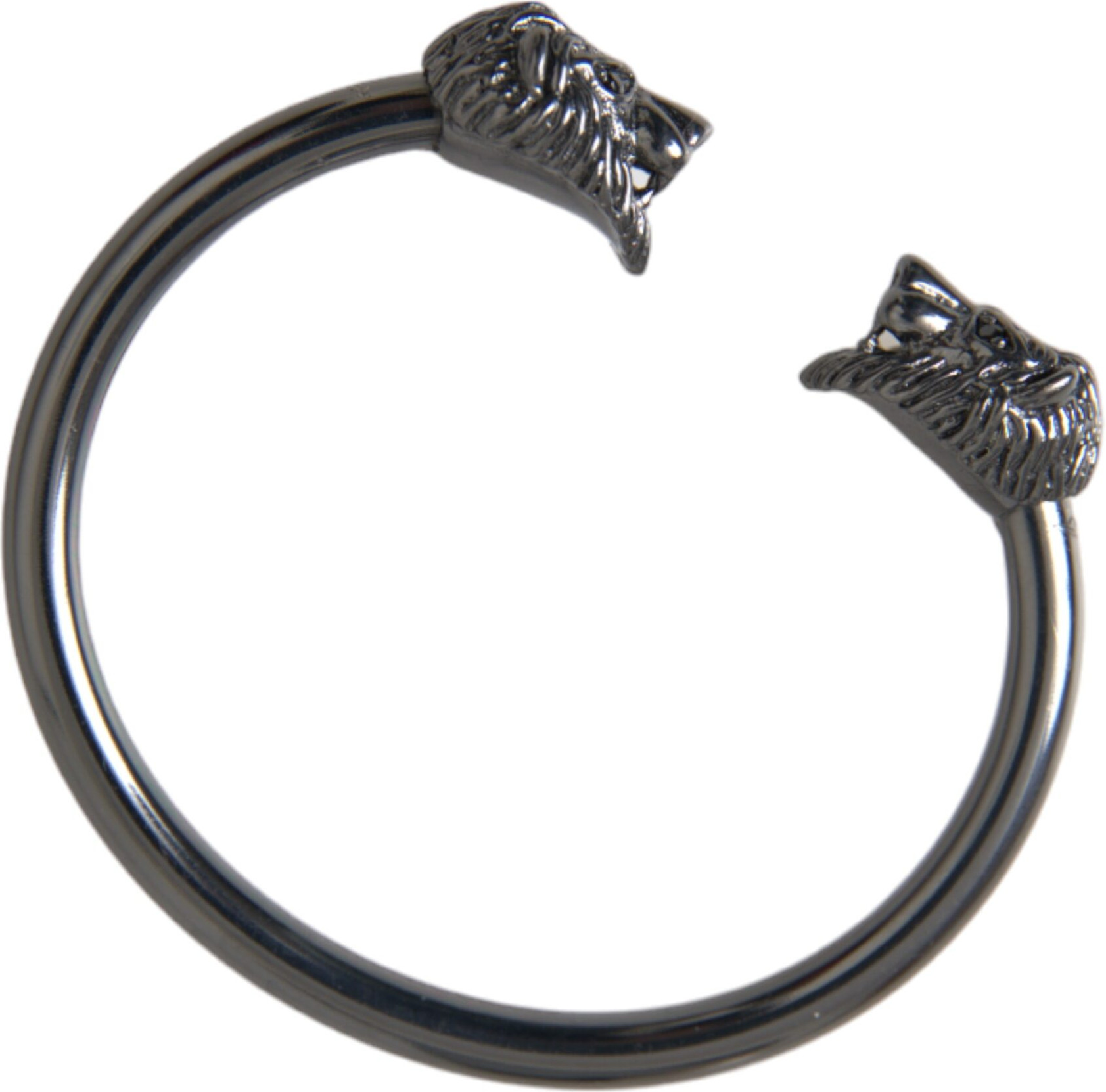 Браслет-манжета Nialaya Jewelry Черный Родий Лев