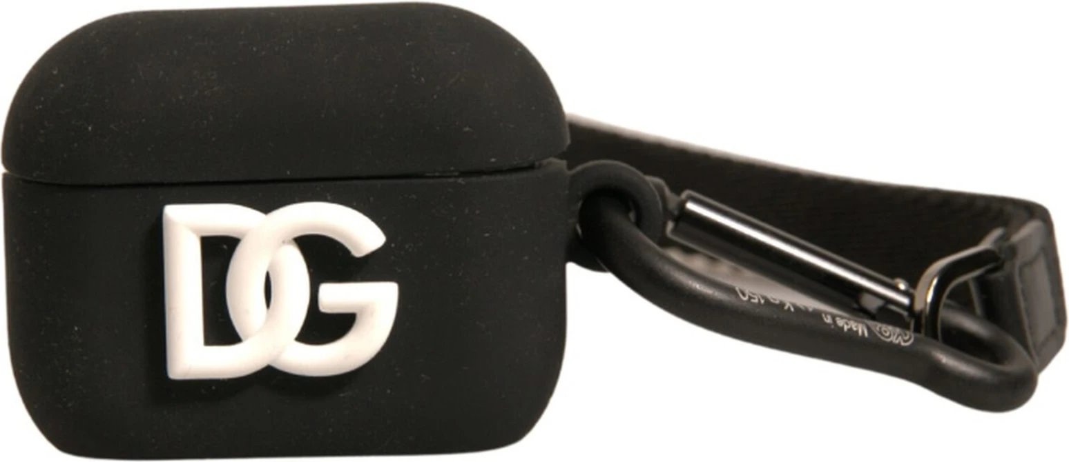 Чехол Case Dolce & Gabbana Черный Силиконовый Резиновый с Тиснением Логотипа для Airpods 