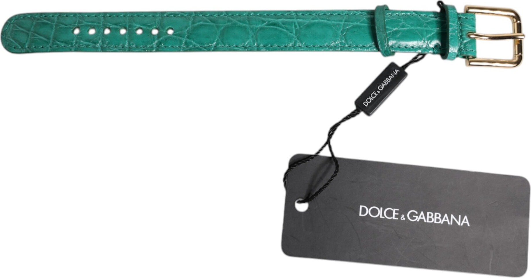 Браслет Dolce & Gabbana Зеленая экзотическая кожа Пряжка из металла золотистого тона Обруч