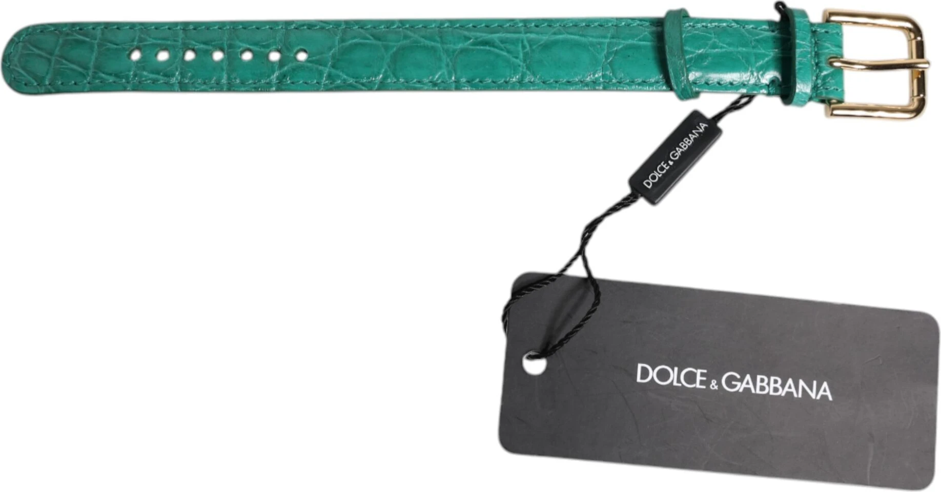 Браслет Dolce & Gabbana Зеленая экзотическая кожа Пряжка из металла золотистого тона Обруч