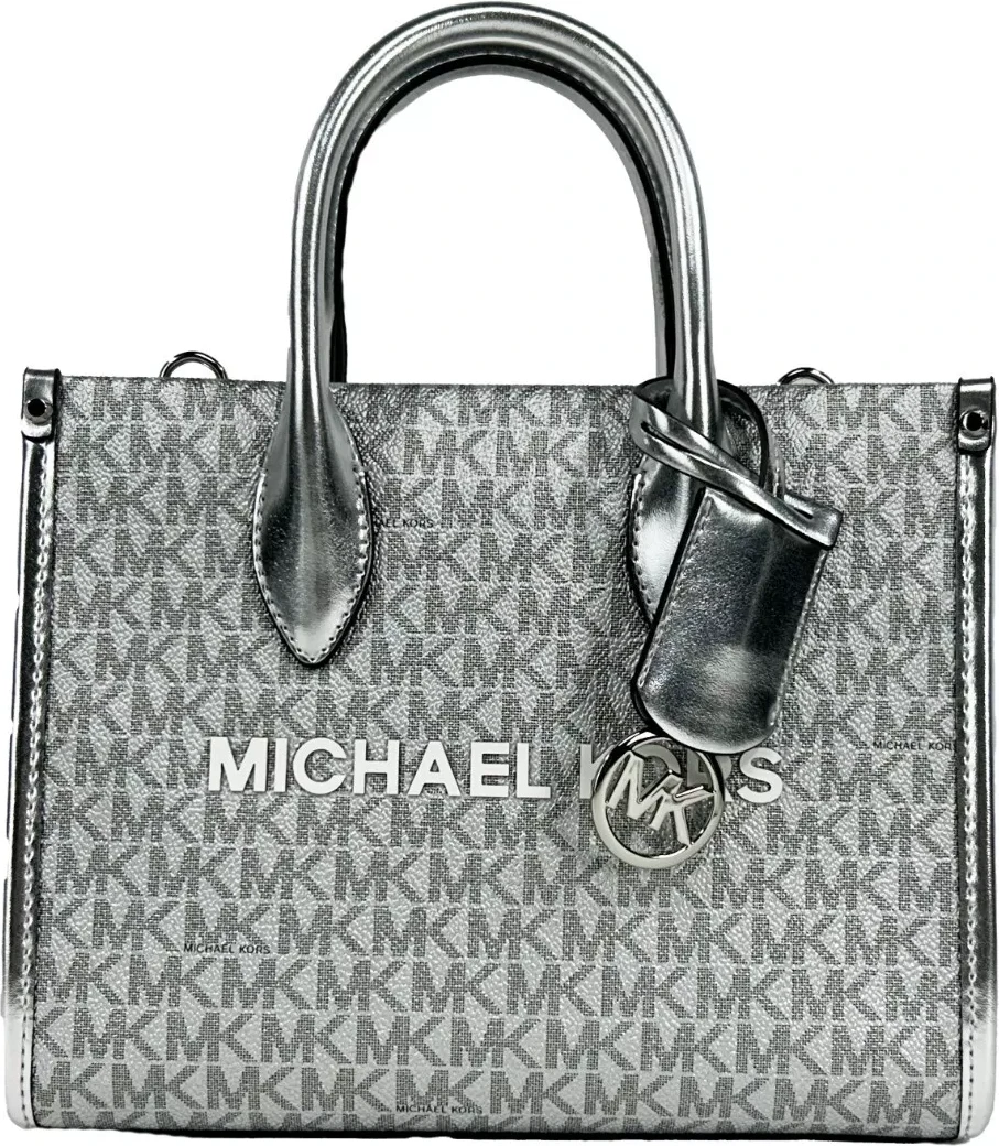 Сумка-тоут Michael Kors Mirella Signature Small Top Zip Tote Bag Silver