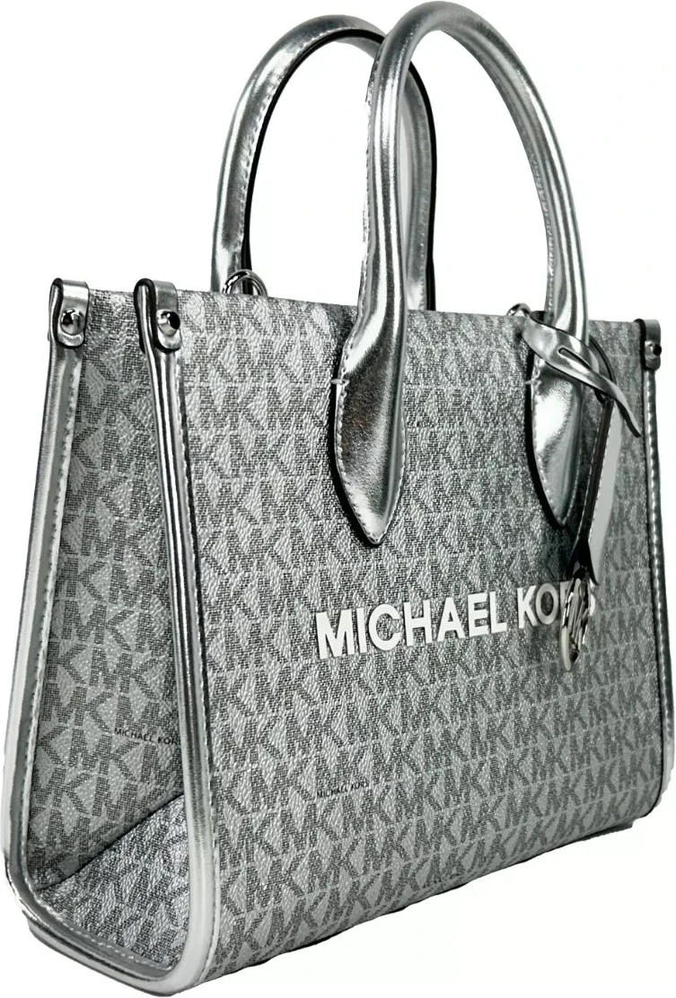 Сумка-тоут Michael Kors Mirella Signature Small Top Zip Tote Bag Silver