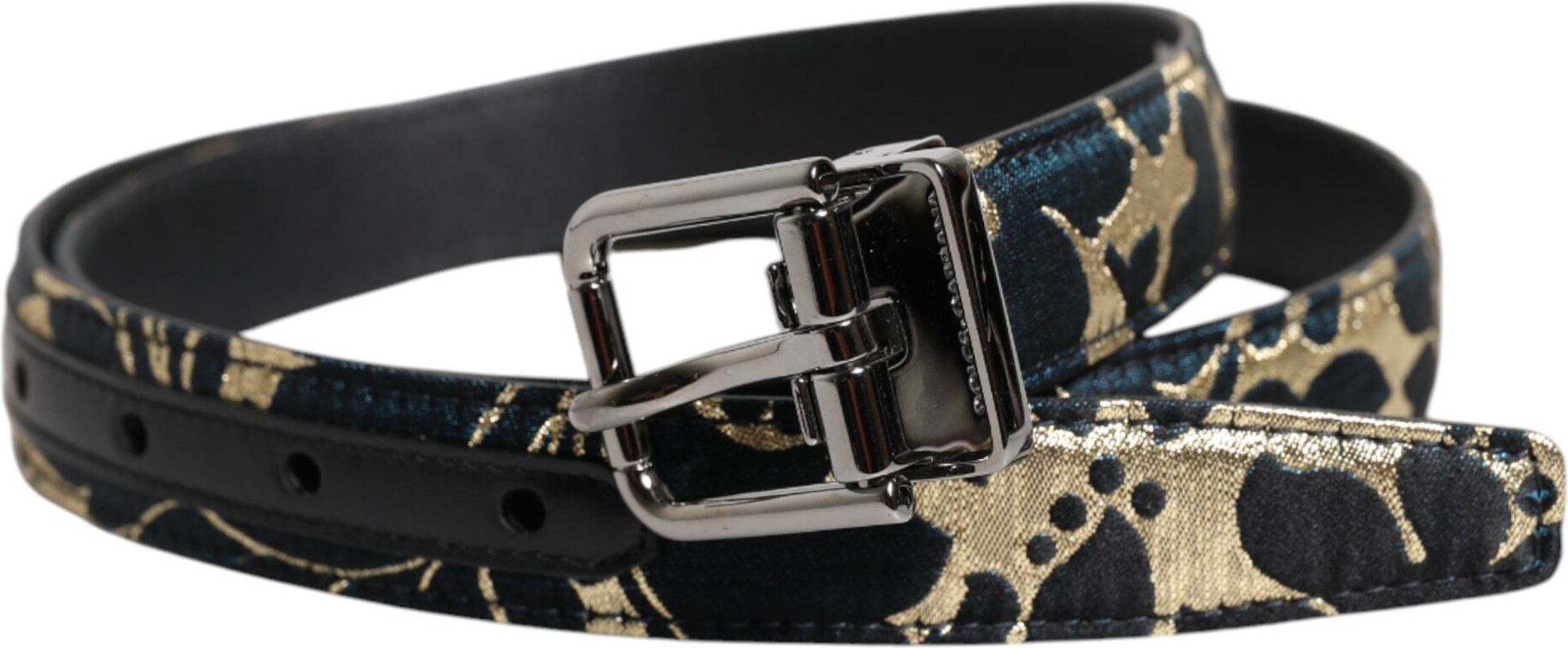 Ремень Dolce & Gabbana с пряжкой, из разноцветного жаккарда и натуральной кожи