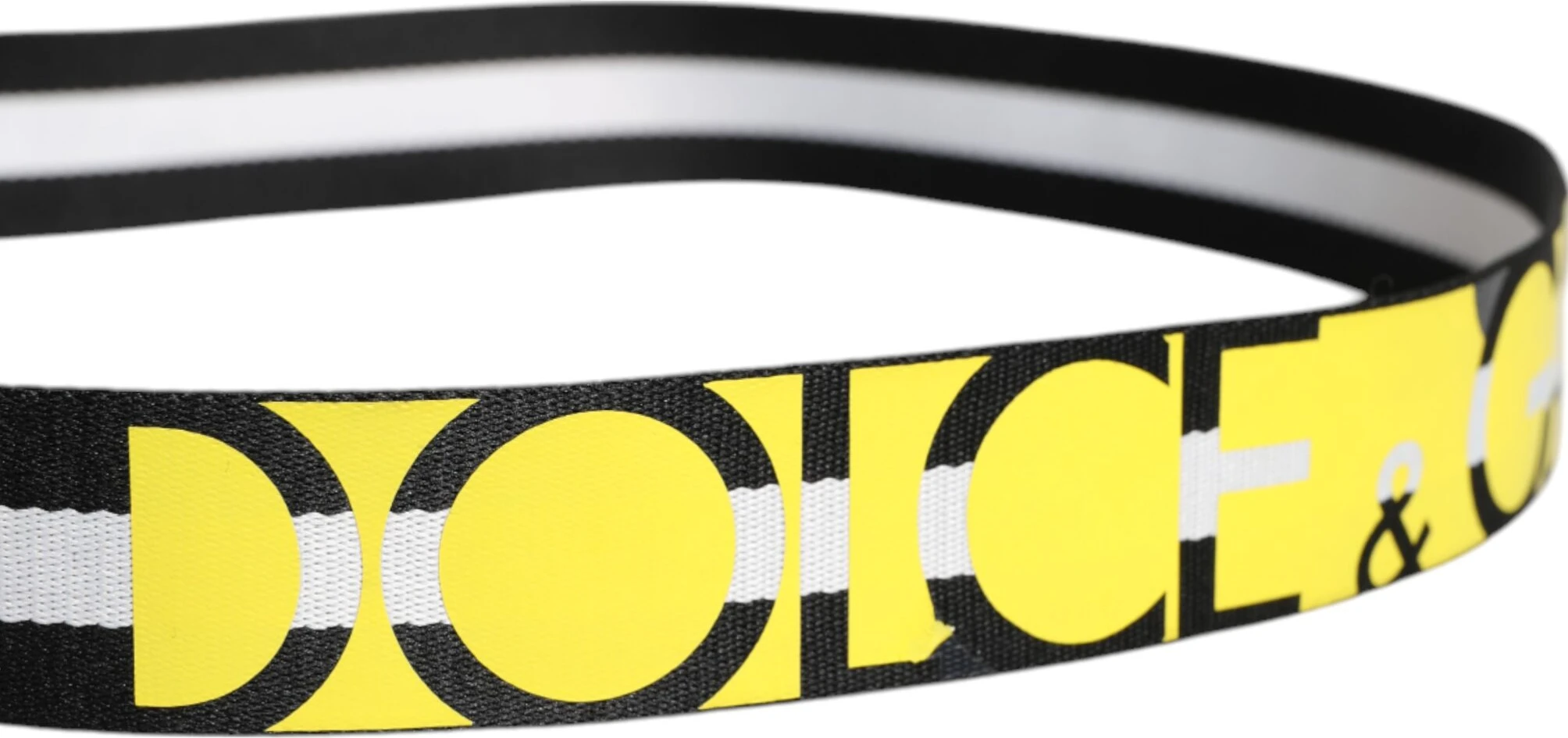 Ремень Dolce & Gabbana Черный Желтый Логотип Полосатый Металлическая Пряжка