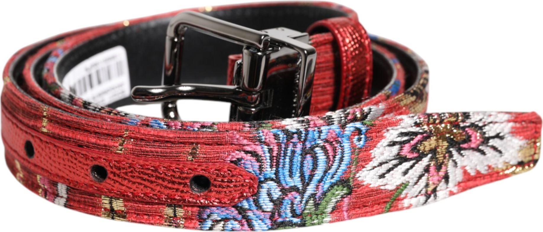 Ремень Dolce & Gabbana Красный Цветочный Декор Металлическая Пряжка