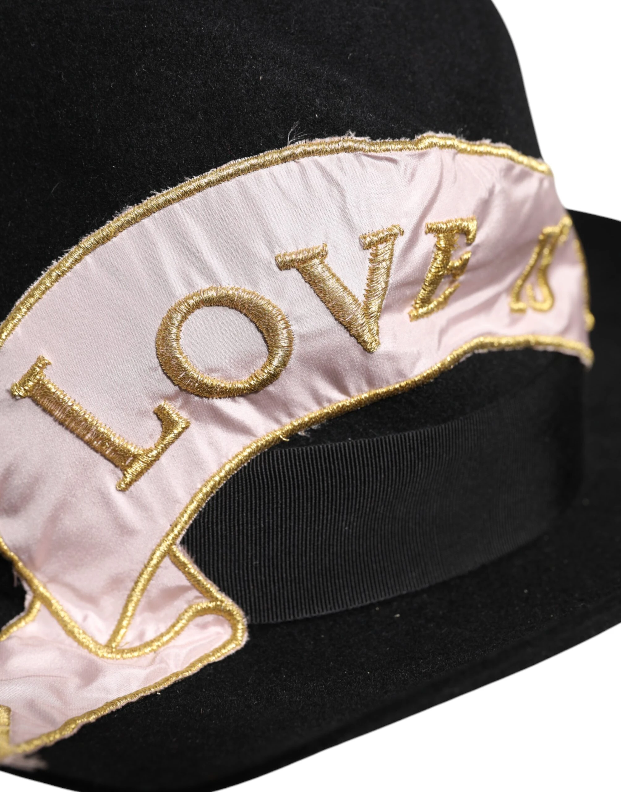 Шляпа Dolce & Gabbana Черная с вышитым логотипом Женская шляпа с широкими полями