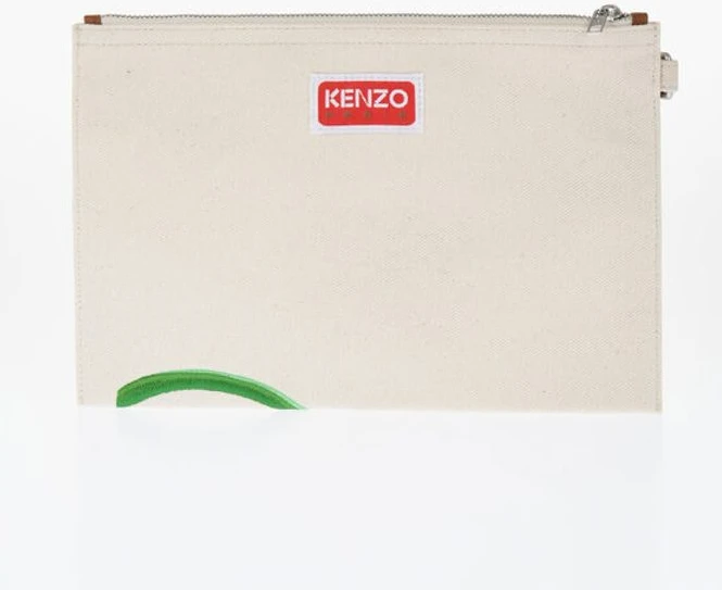 Клатч Kenzo из хлопкового твила с вышивкой