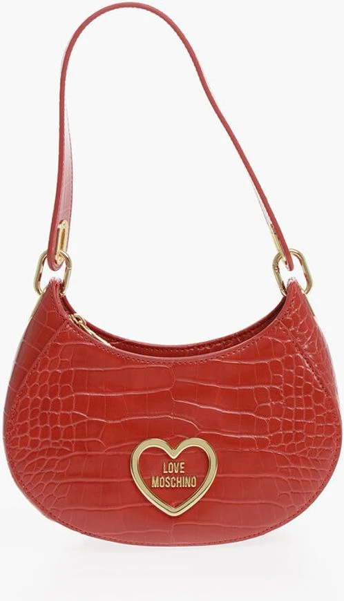 Сумка-хобо Moschino LOVE из искусственной кожи с эффектом крокодила и золотым сердцем
