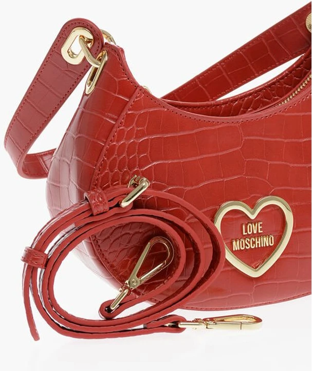 Сумка-хобо Moschino LOVE из искусственной кожи с эффектом крокодила и золотым сердцем