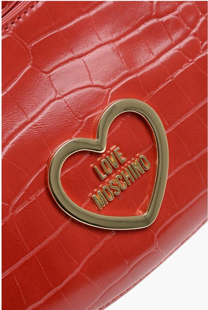 Сумка-хобо Moschino LOVE из искусственной кожи с эффектом крокодила и золотым сердцем