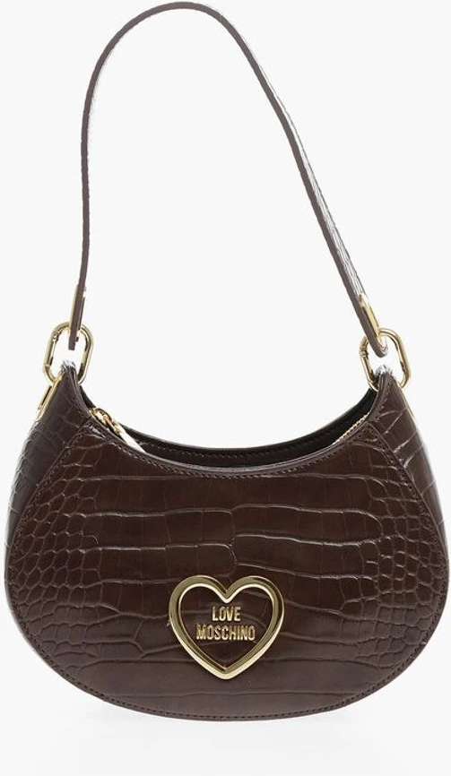 Сумка Хобо Moschino LOVE с эффектом крокодиловой кожи из экокожи