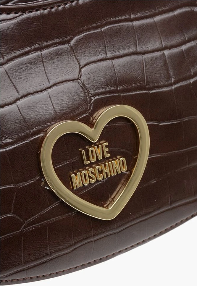 Сумка Хобо Moschino LOVE с эффектом крокодиловой кожи из экокожи