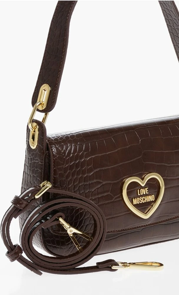 Сумка через плечо Moschino LOVE с имитацией крокодиловой кожи из искусственной кожи с золотистой