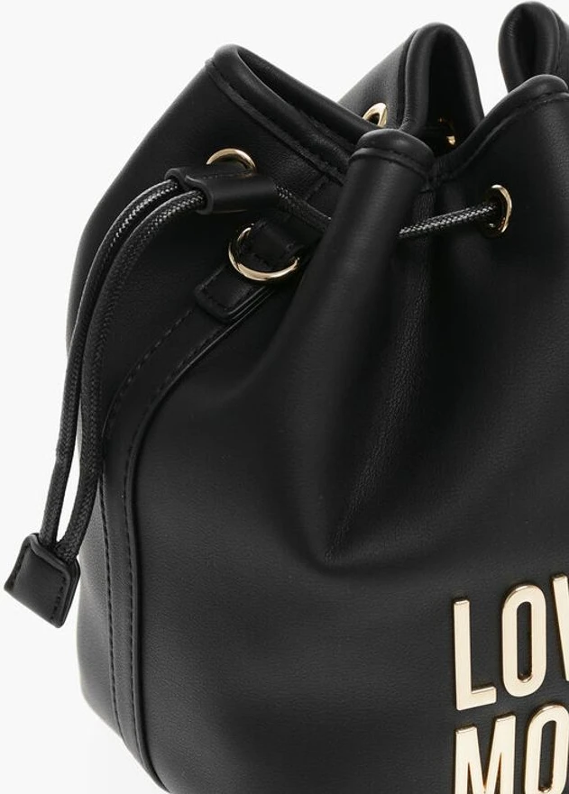 Сумка-ведро Moschino LOVE Сумка-ведро из экокожи с золотым макси-логотипом