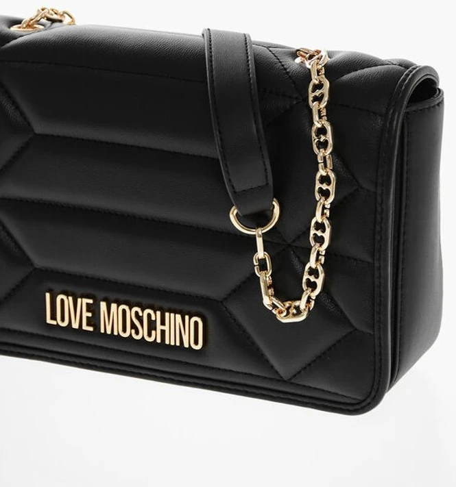 Сумка через плечо Moschino LOVE Кожаная сумка через плечо с золотистым логотипом