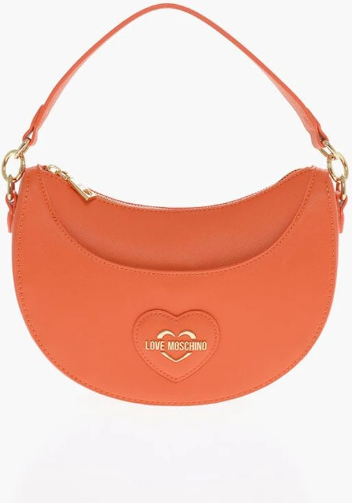 Сумка Moschino LOVE Saffiano из искусственной кожи модель «хобо» с тисненым сердцем