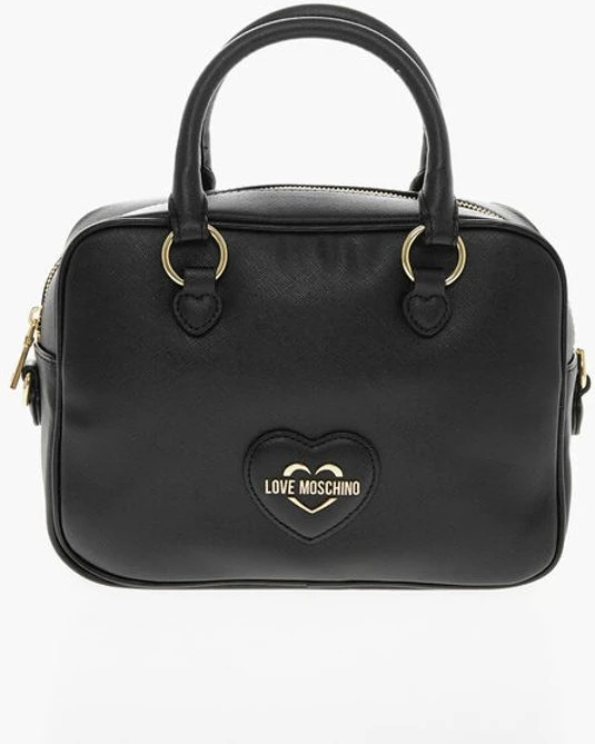 Сумка Moschino LOVE из экокожи Сафьяно с металлической фурнитурой золотистого цвета