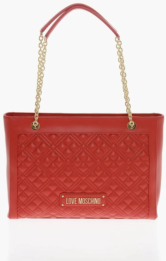 Сумка Moschino LOVE Стеганая сумка-тоут с золотой цепочкой
