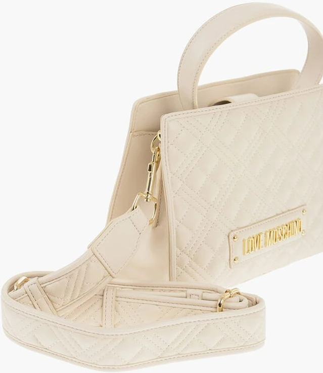 Сумка Moschino LOVE Стеганая из Экокожи со Съемным Плечевым Ремешком