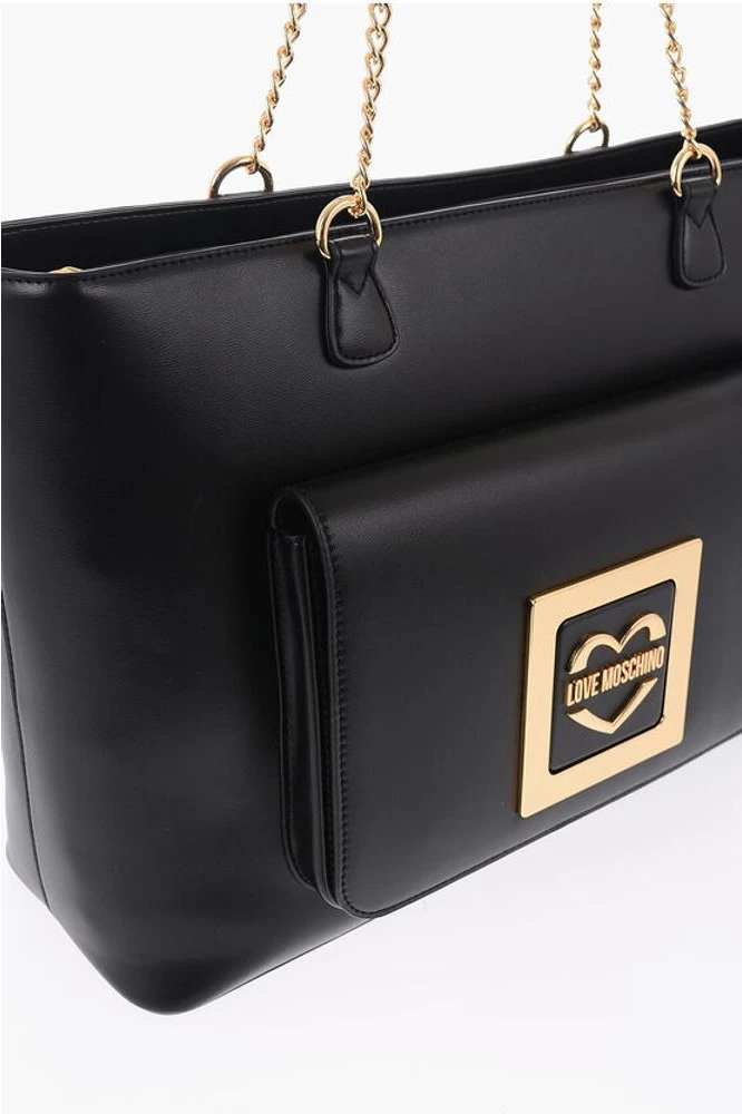 Сумка-тоут Moschino LOVE из искусственной кожи с золотистыми деталями