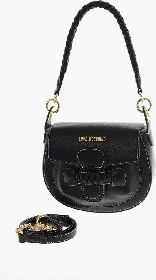 Сумка-седло Moschino LOVE Сумка-седло из искусственной кожи с плетеными деталями
