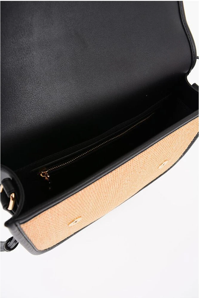 Сумка Moschino LOVE 'Saddle Bag' из рафии с контрастной отделкой