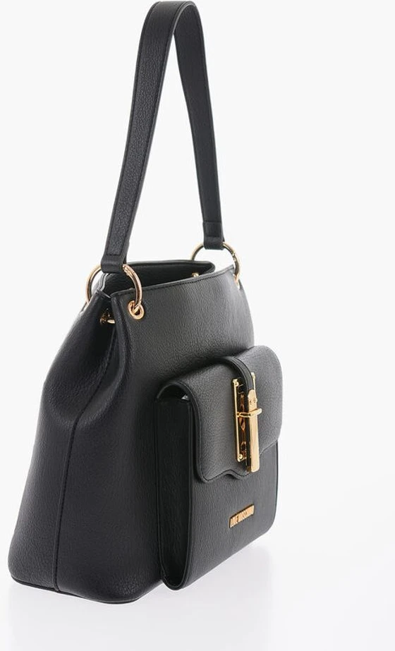 Сумка-хобо Moschino LOVE с текстурированной отделкой, из искусственной кожи, с крупным логотипом