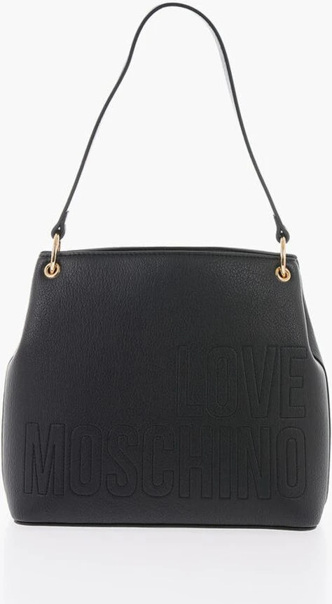 Сумка-хобо Moschino LOVE с текстурированной отделкой, из искусственной кожи, с крупным логотипом