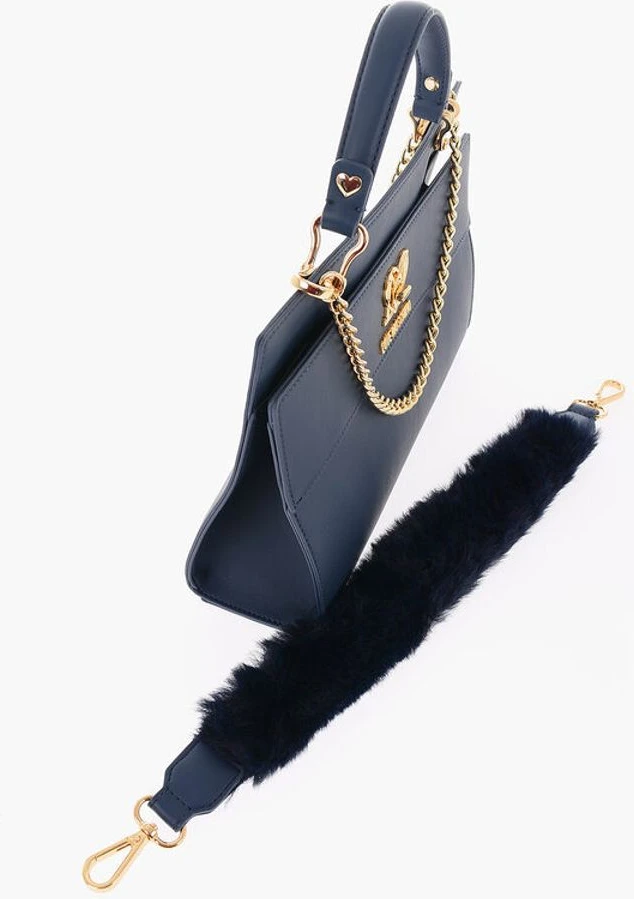 Сумка Moschino LOVE однотонная с ручкой из искусственного меха