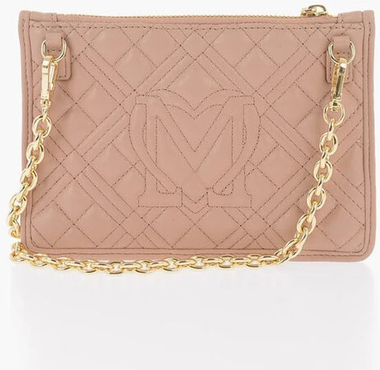 Сумка-клатч Moschino LOVE стеганая из экокожи со съемной цепочкой через плечо