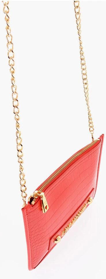 Клатч Moschino LOVE из искусственной кожи с эффектом крокодила и золотистым логотипом