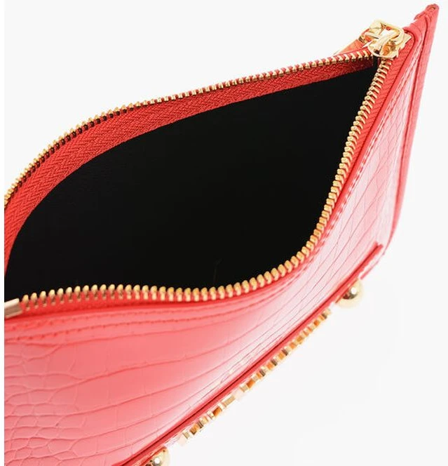 Клатч Moschino LOVE из искусственной кожи с эффектом крокодила и золотистым логотипом