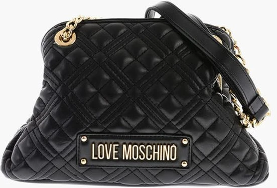 Сумка Moschino LOVE Стеганая Мини Сумка с Ручкой и Золотым Логотипом