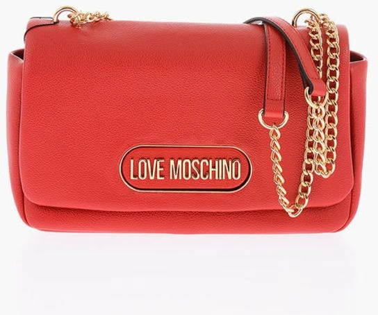Сумка через плечо Moschino LOVE из фактурной экокожи с золотым логотипом