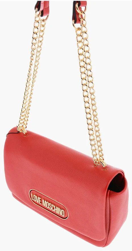 Сумка через плечо Moschino LOVE из фактурной экокожи с золотым логотипом