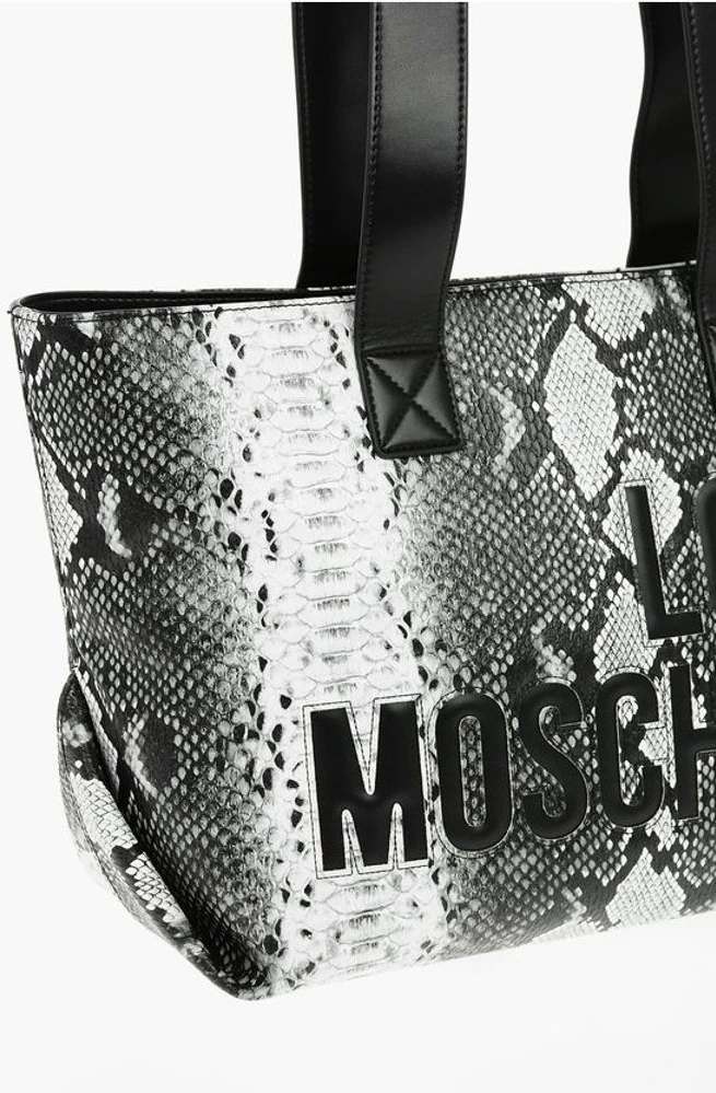 Сумка-тоут Moschino LOVE Эффект змеиной кожи